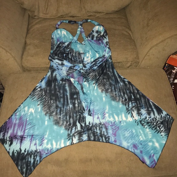 Shark Tooth High Low Halter Dress NWT Size L 👗 - Picture 4 of 8